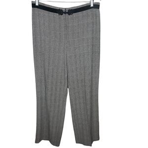 Joseph Ribkoff Black White Plaid Houndstooth Dress Pants Velvet Trim Size 12